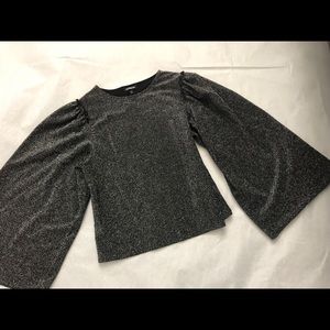 EXPRESS New Sparkle Black Silver blouse Small S